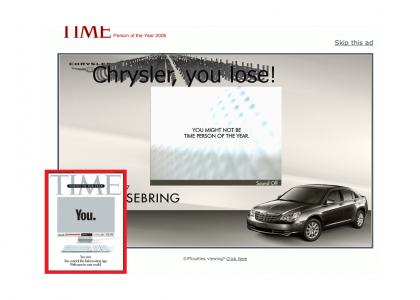 Chrysler doesn't get Time Magazine's memo...