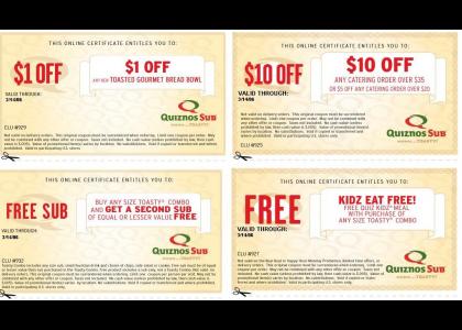Free quiznos coupons