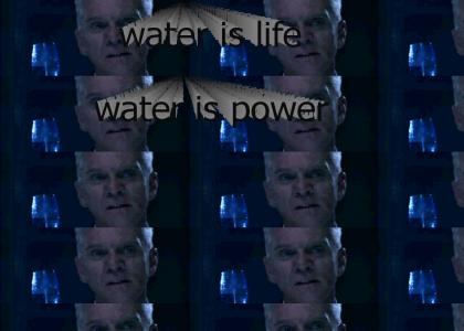 Malcolm Mcdowell endorses water.