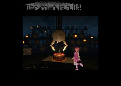 GLaDOS teaches Stephanie on how to make a cake.