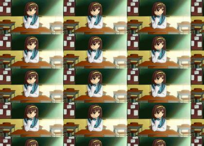 Haruhi doesn't change facial expressions