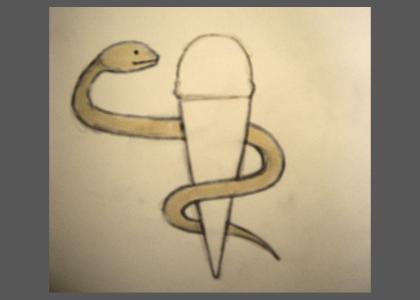 snake licking an icecream