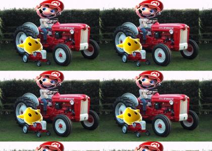 mario on a tractor