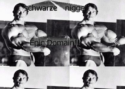 Arnold exposes his awesome muscles