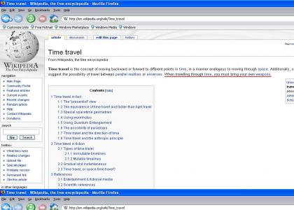 Wikipedia and Time Travel (Safety Not Guaranteed)