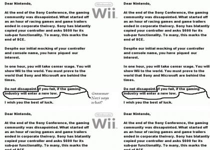 Failure at writing letter to Nintendo