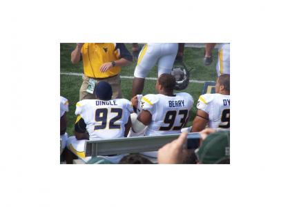 These football players shouldn't sit together