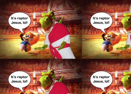 Conker meets raptor Jesus, lol