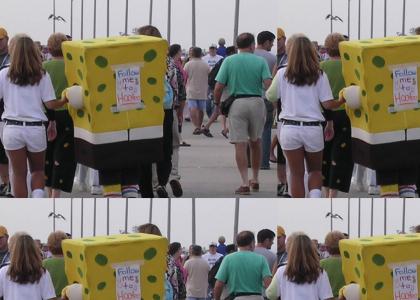 Spongebob discovered a nearby Hooters!