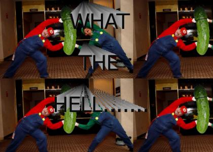 mario and luigi fighting over a member