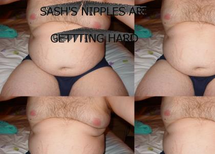 Sash's nipples are getting hard