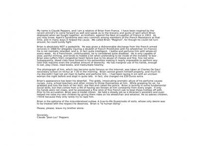 Letter for Brian Peppers - From France