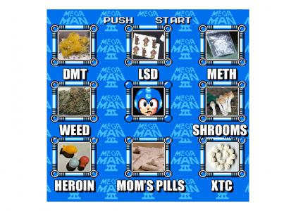 megaman chooses a drug to do