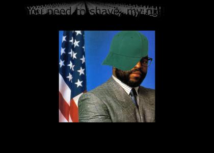 Nigga with tha green hat need to shave