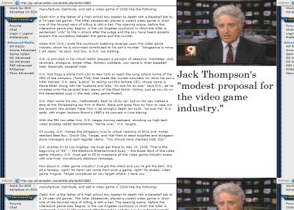 Jack Thompson's Proposal