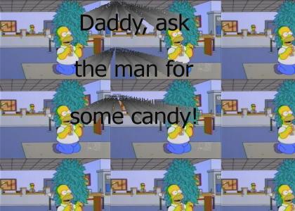 Daddy, ask the man for some candy!