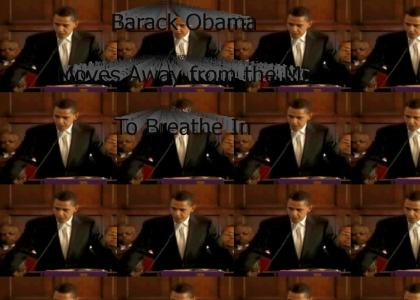 Barack Obama Moves Away from the Mic to Breathe In