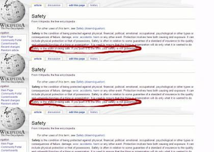 Wikipedia's Safety IS Guaranteed
