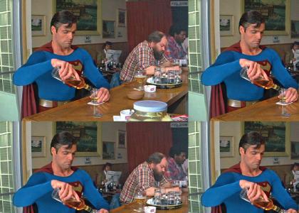 Superman Drinks His Problems Away