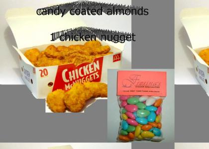 Candy Coated Almonds with 1 Chicken Nugget