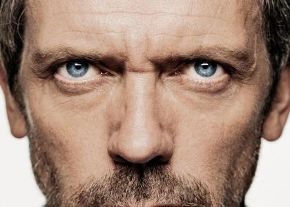Hugh Laurie stares into your soul.