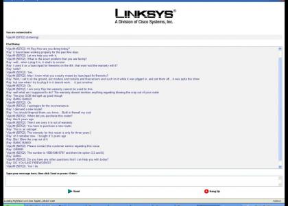 Linksys rep likes fireworks