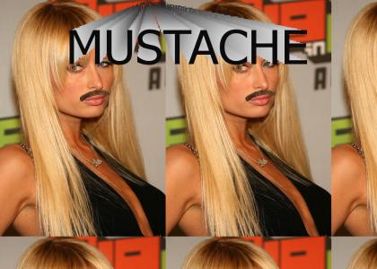 Paris Hilton with a Mustache
