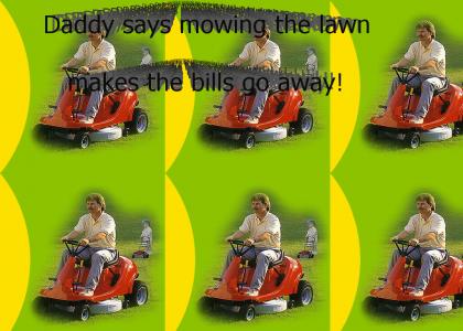 Father Son Lawnmowing