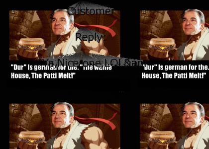 Mandy Patinkin asks a customer if he ordered a patty melt while Winning a stage on "Snk vs Capcom:SVC Chaos" for Arcad