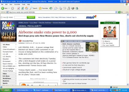 Fallout from snakes on a plane?