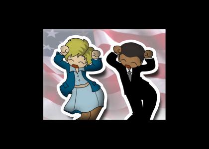 Obama and Hillary Caramel Dansen