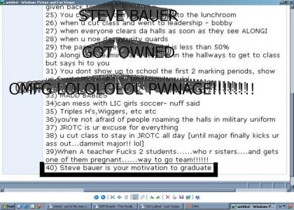 BAUER GOT OWNED LOLOL!!!11! PWNNNNNNNNNNAAAAGGGGGGGEEEEE