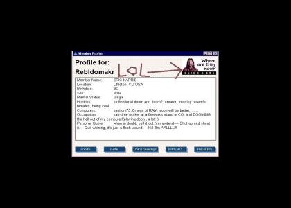 Columbine Shooter's AOL Profile Fails
