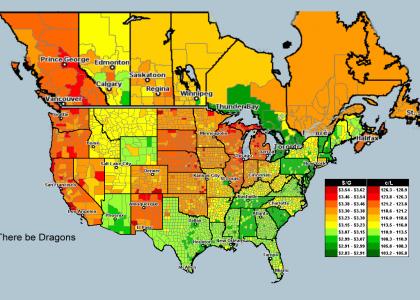 3 USD per Gallon is marked green