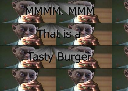 Gollum tries a  Big Kahuna burger