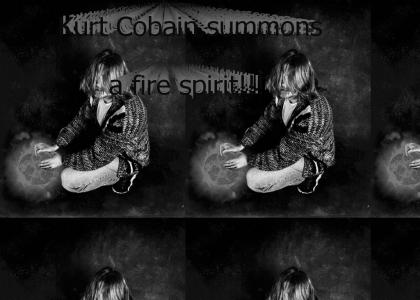 Kurt Cobain summons a fire spirit (in black and white!)