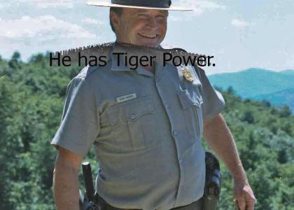 A Forest Ranger, who is white, and has tiger powers...