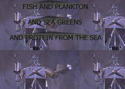 Fish, and plankton, and sea greens, and protein from the sea...