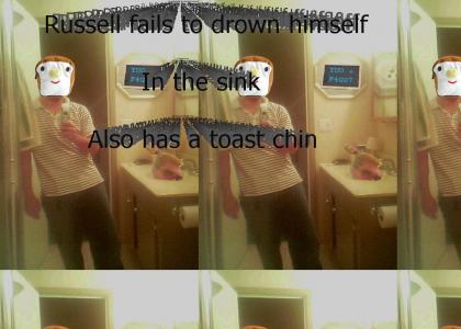 Russell fails to drown himself in the sink
