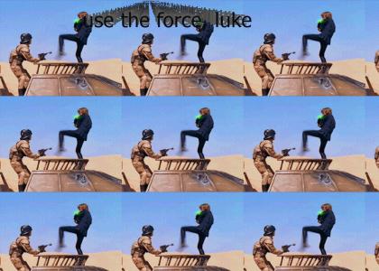 Mark Hamill uses the force in Jedi