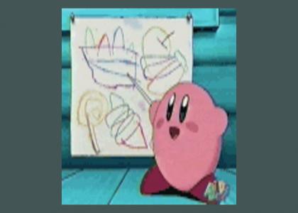 Kirby knows where his genitals are