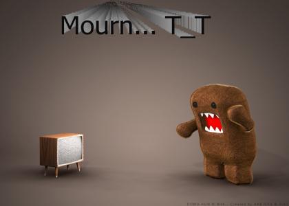 Domo-Kun weeps for his television!
