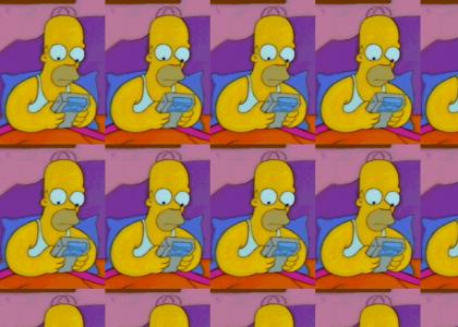 Homer Intensely Plays Game Boy