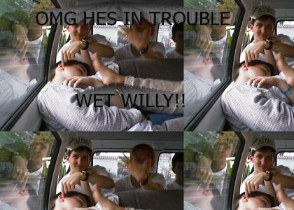 HES GETTING A WET WILLY!!