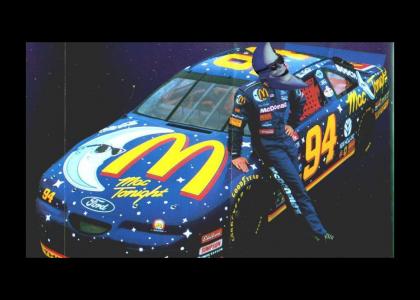 Moon man gets ready to beat you in nascar