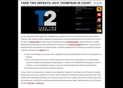 Take Two Gets No More Slander by Jack Thompson!