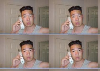Weird Asian Guy enjoys talking on the phone!