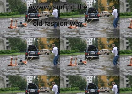 Surfing the old fashion way