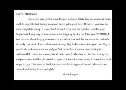 A Letter from me, Brian Peppers