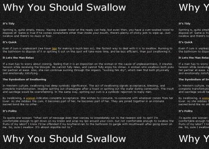 PSA: Why your girlfriend should swallow